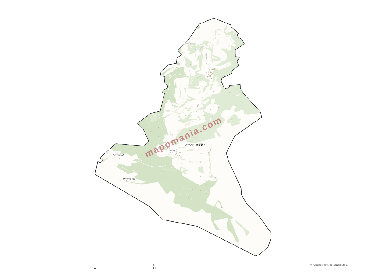 Carte de Berbérust-Lias à personnaliser