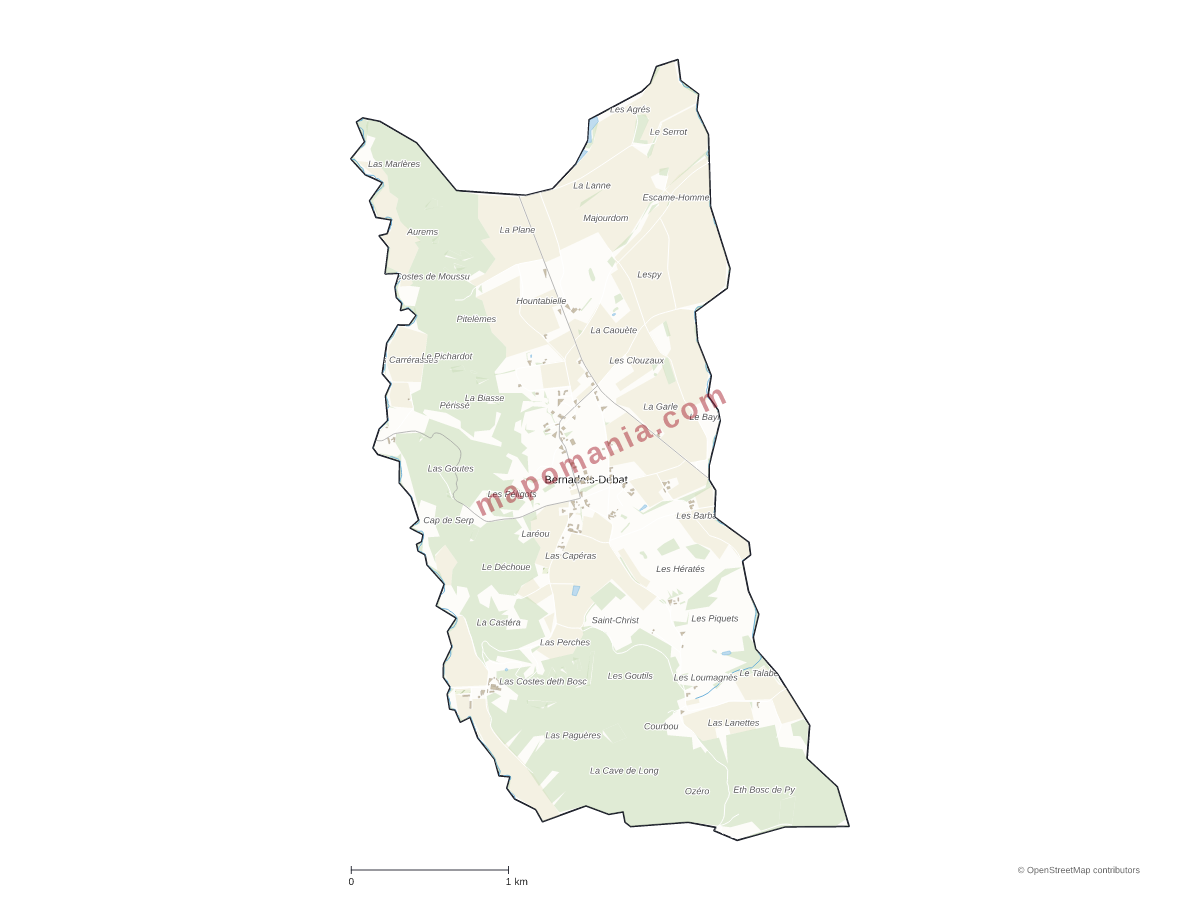 Carte de Bernadets-Debat à personnaliser