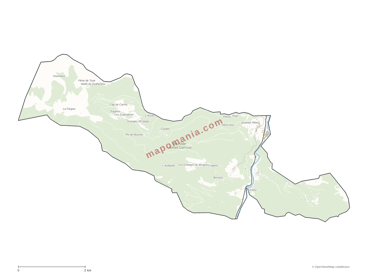 Carte de Beyrède-Jumet-Camous à personnaliser