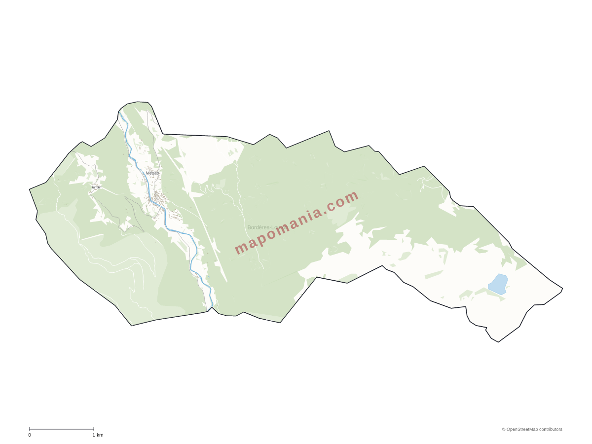 Carte de Bordères-Louron à personnaliser