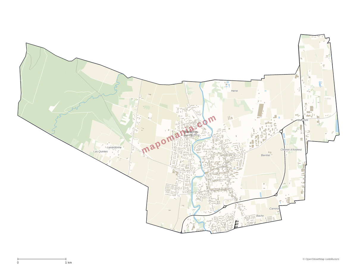 Carte de Bordères-sur-l'Échez à personnaliser