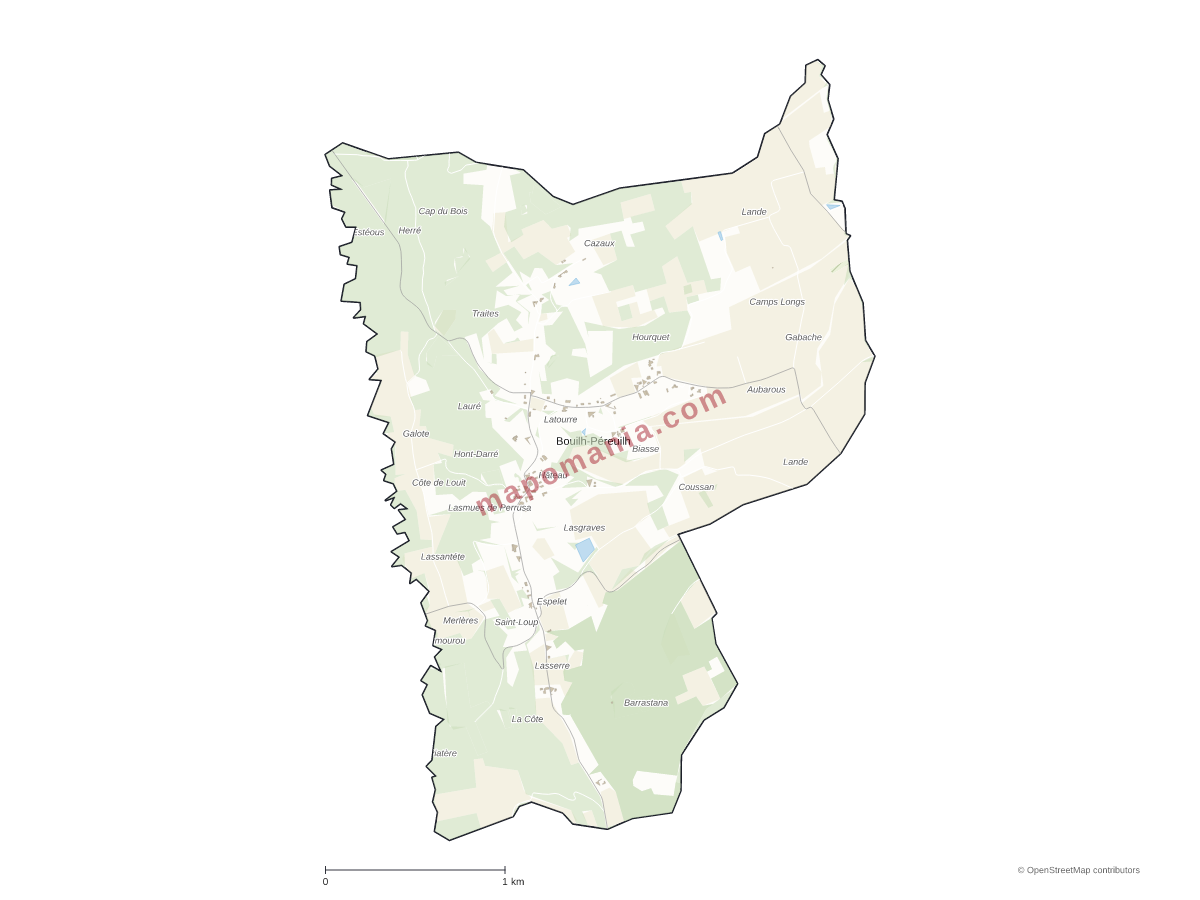 Carte de Bouilh-Péreuilh à personnaliser