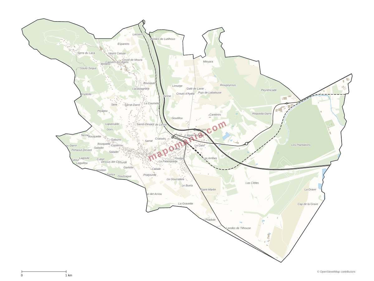 Carte de Capvern à personnaliser