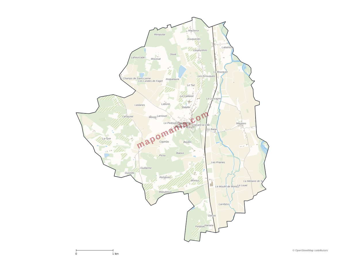 Carte de Castelnau-Rivière-Basse à personnaliser