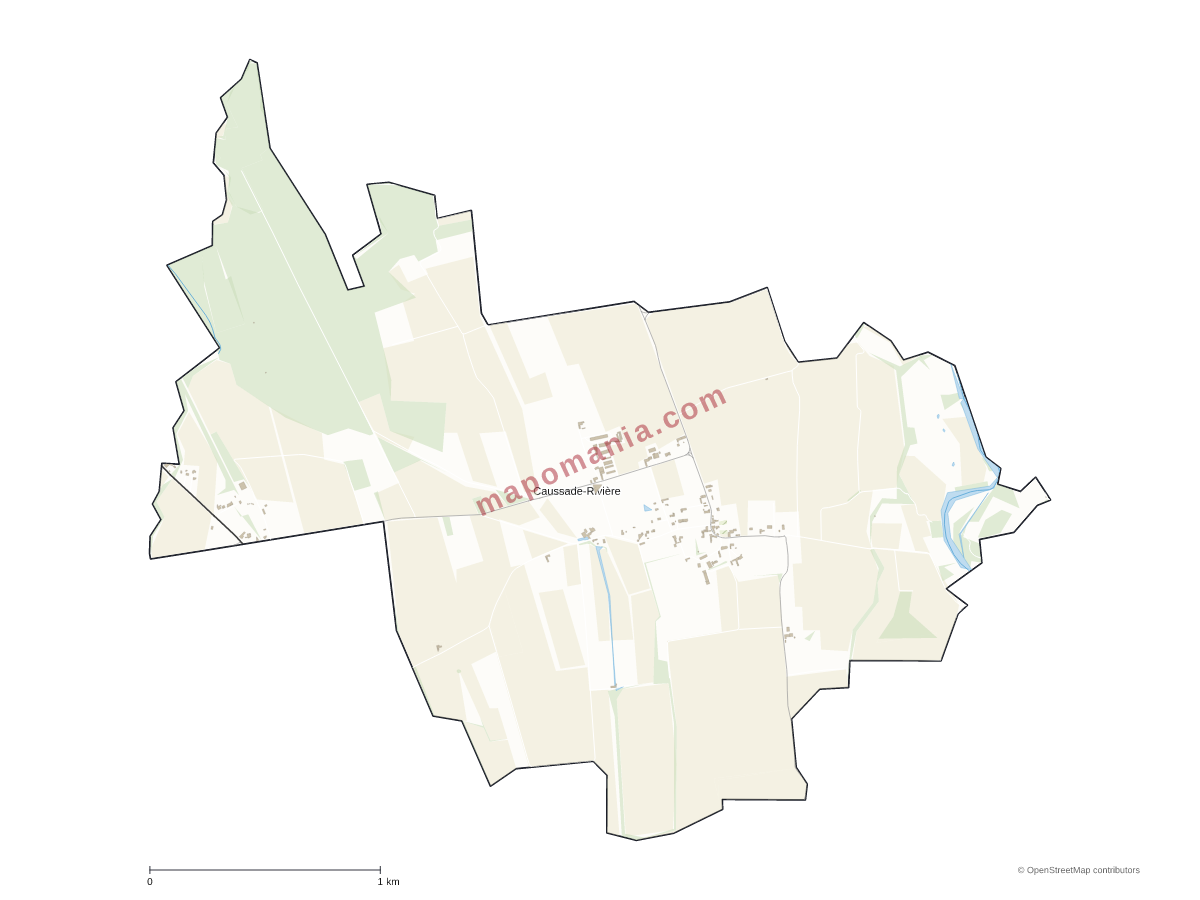 Carte de Caussade-Rivière à personnaliser
