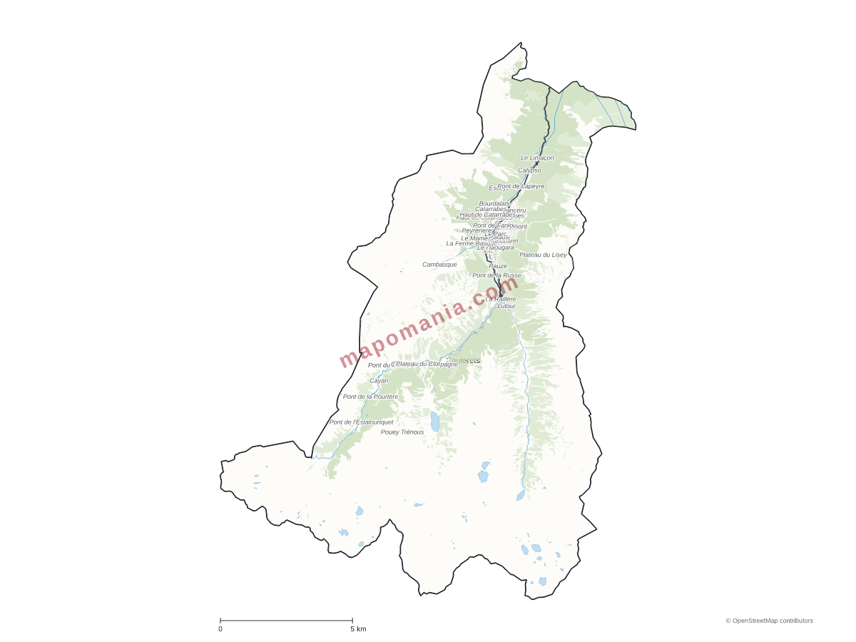 Carte de Cauterets à personnaliser