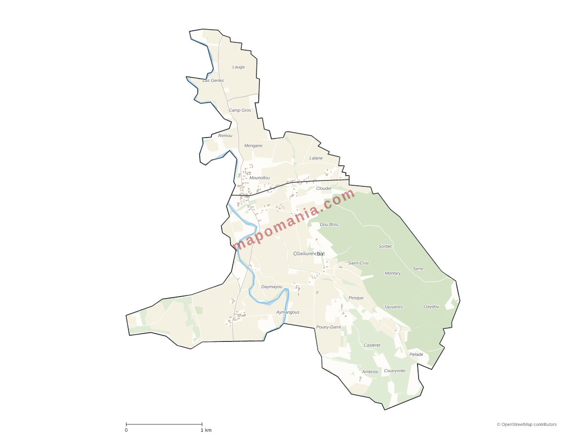 Carte de Chelle-Debat à personnaliser