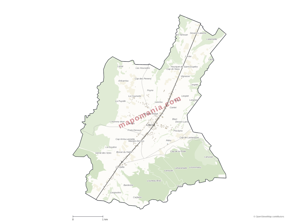 Carte de Cieutat à personnaliser