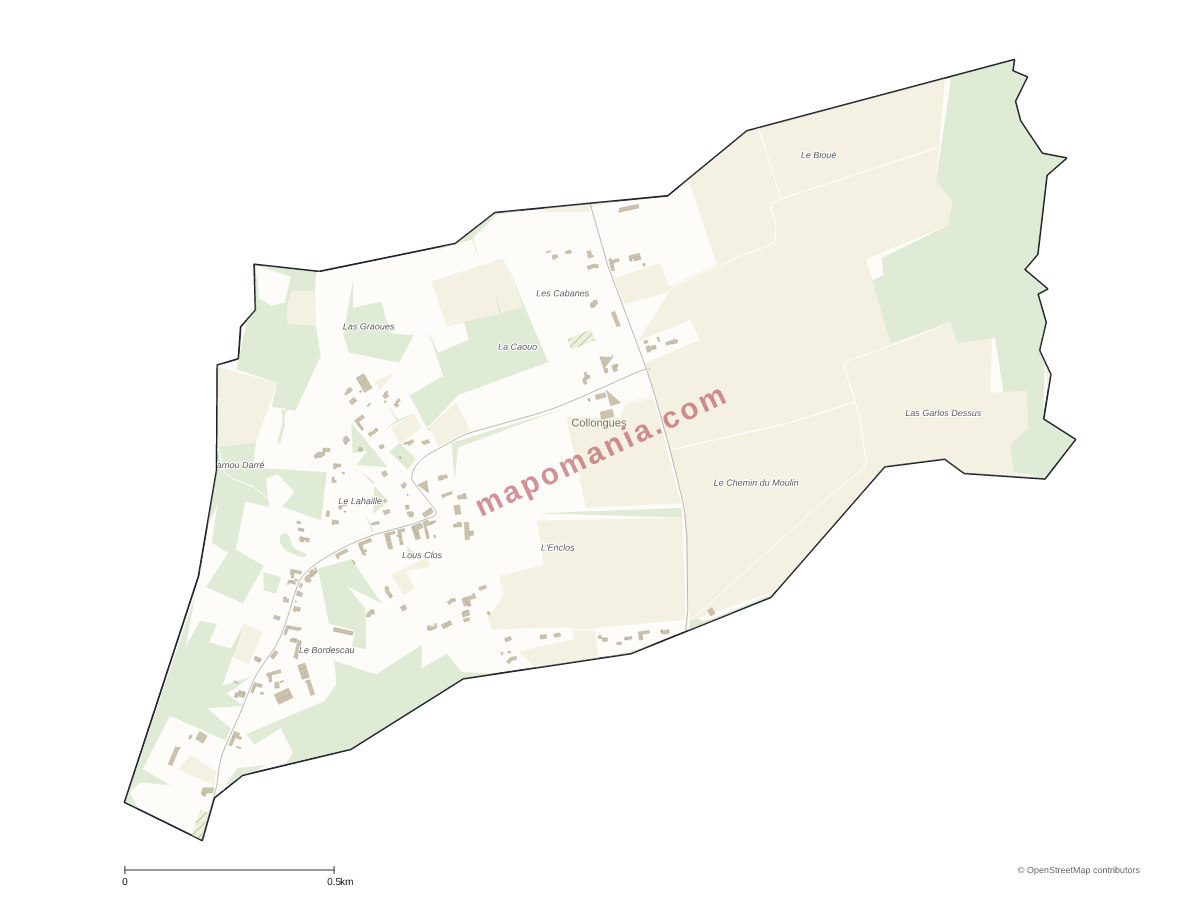 Carte de Collongues à personnaliser