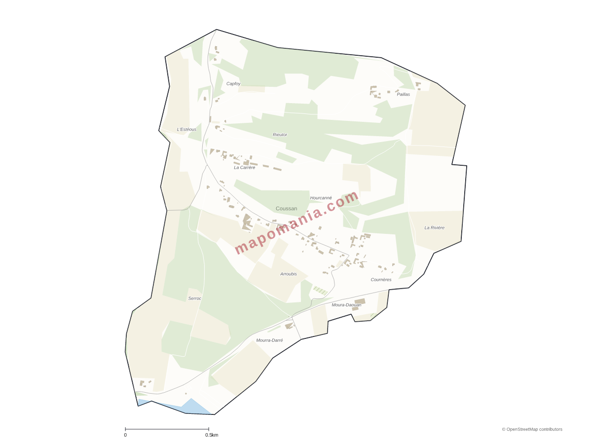 Carte de Coussan à personnaliser