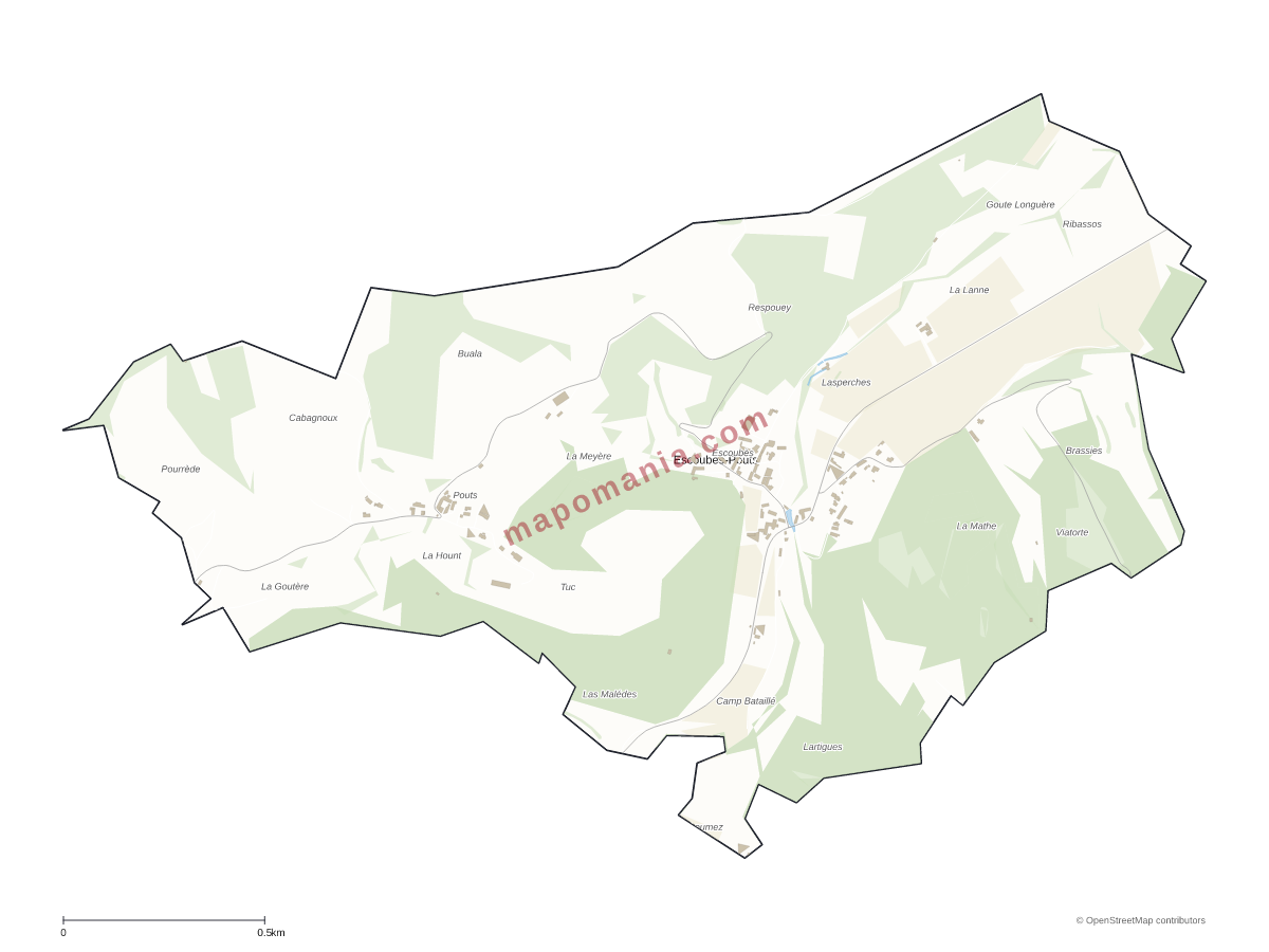 Carte de Escoubès-Pouts à personnaliser