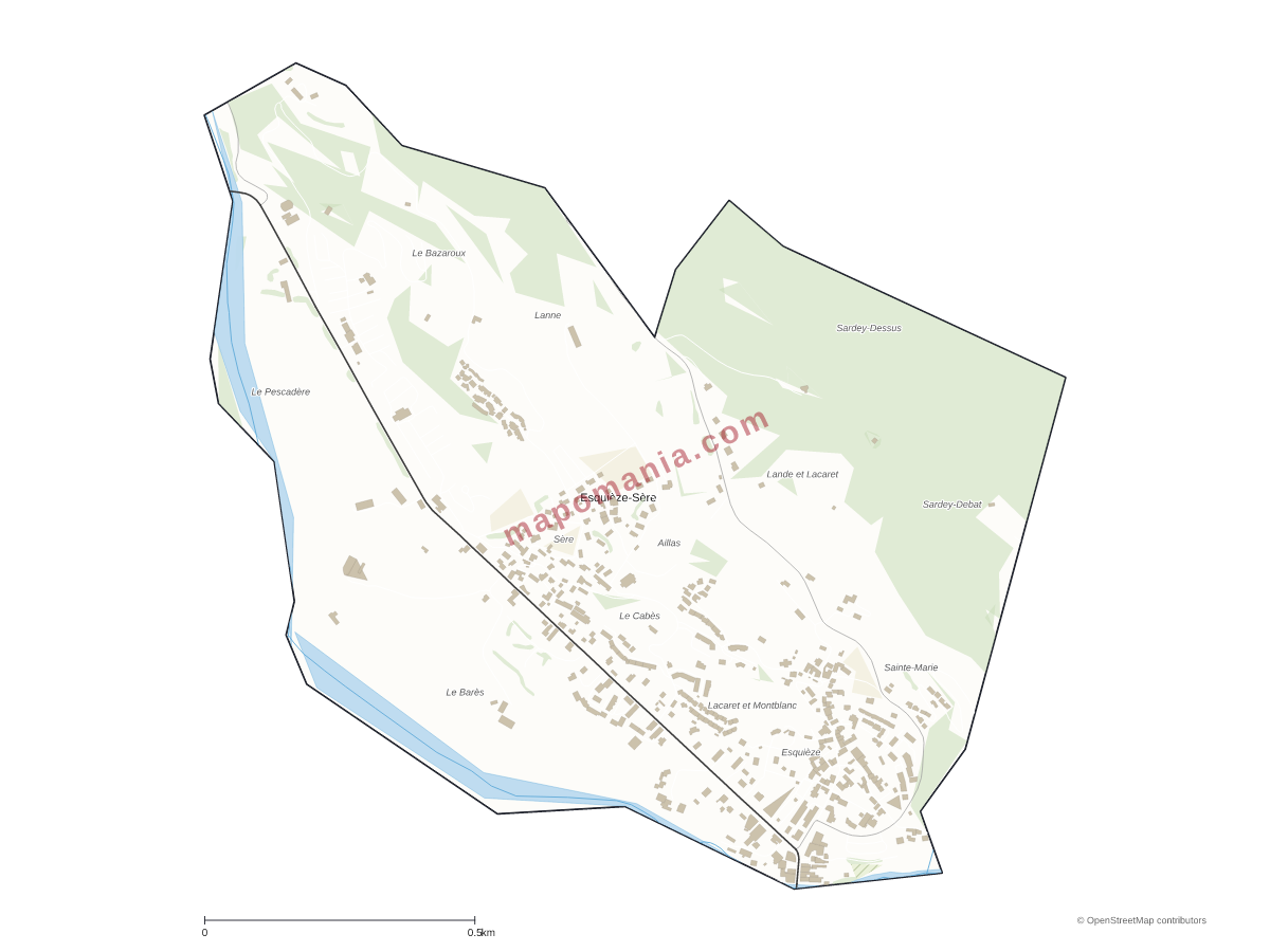 Carte de Esquièze-Sère à personnaliser