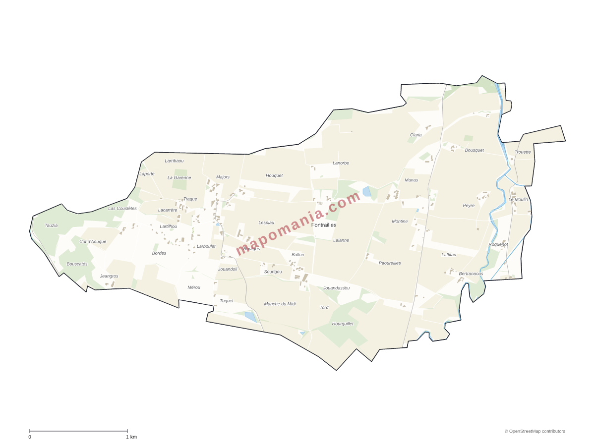 Carte de Fontrailles à personnaliser
