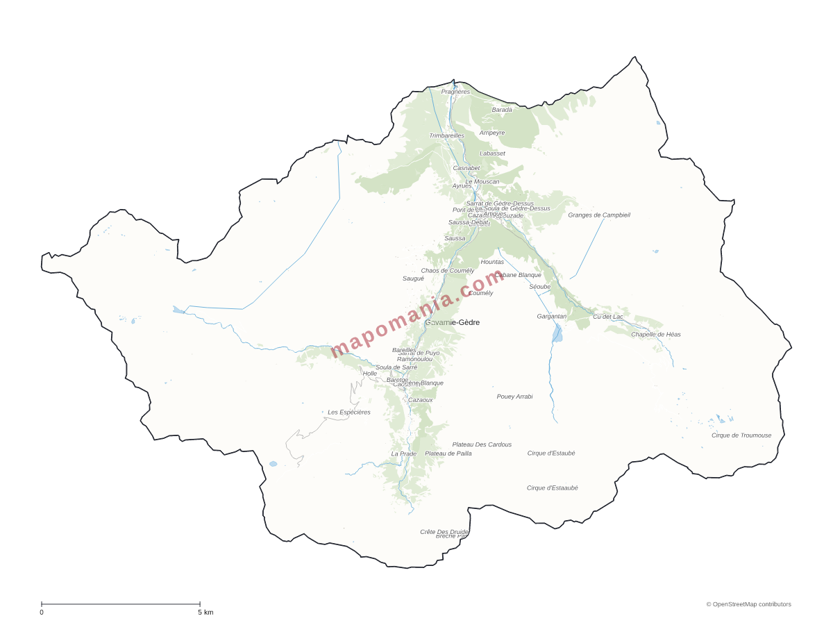 Carte de Gavarnie-Gèdre à personnaliser
