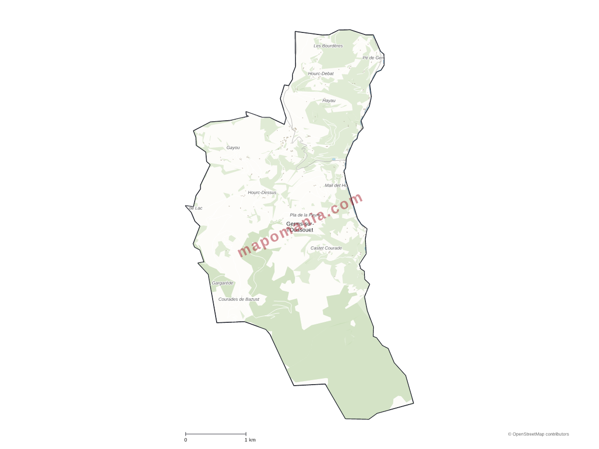 Carte de Germs-sur-l'Oussouet à personnaliser