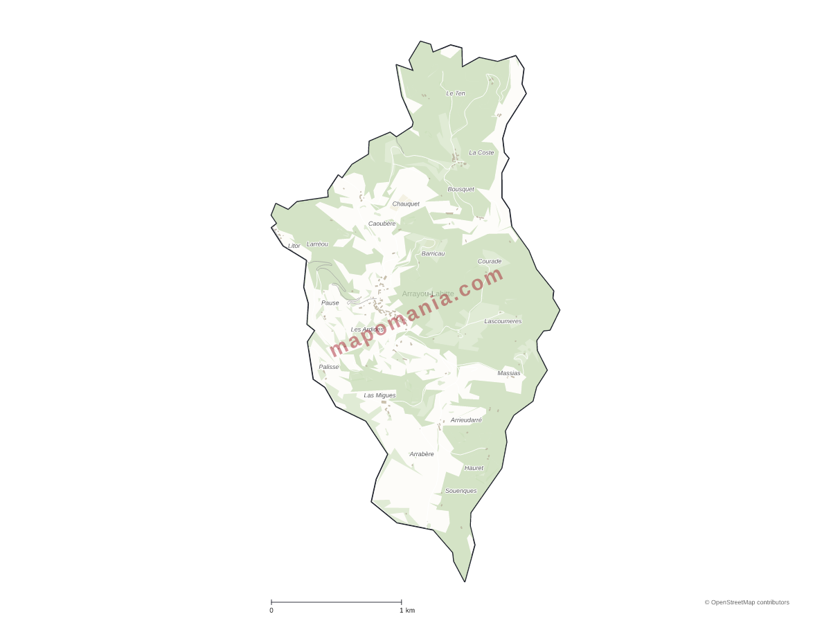Carte de Arrayou-Lahitte à personnaliser
