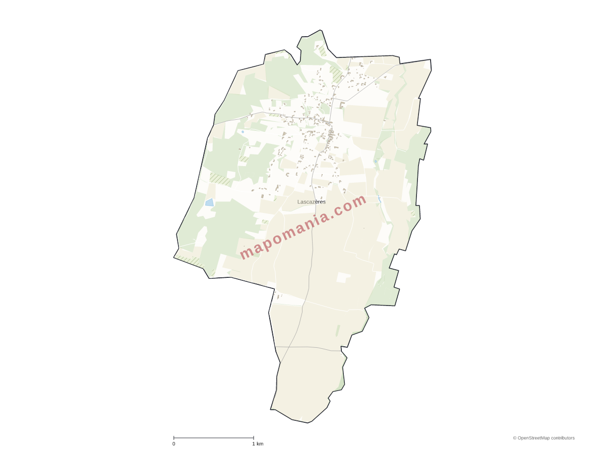 Carte de Lascazères à personnaliser