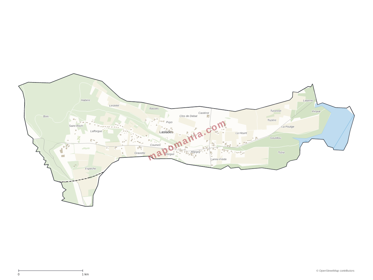 Carte de Laslades à personnaliser