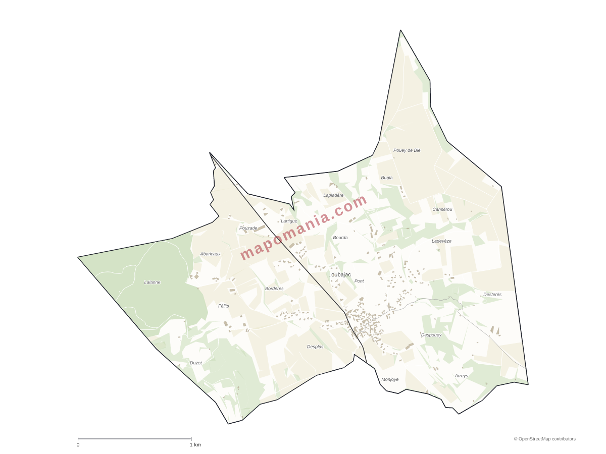 Carte de Loubajac à personnaliser