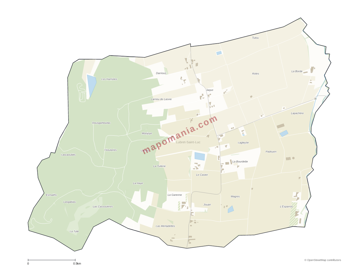 Carte de Lubret-Saint-Luc à personnaliser