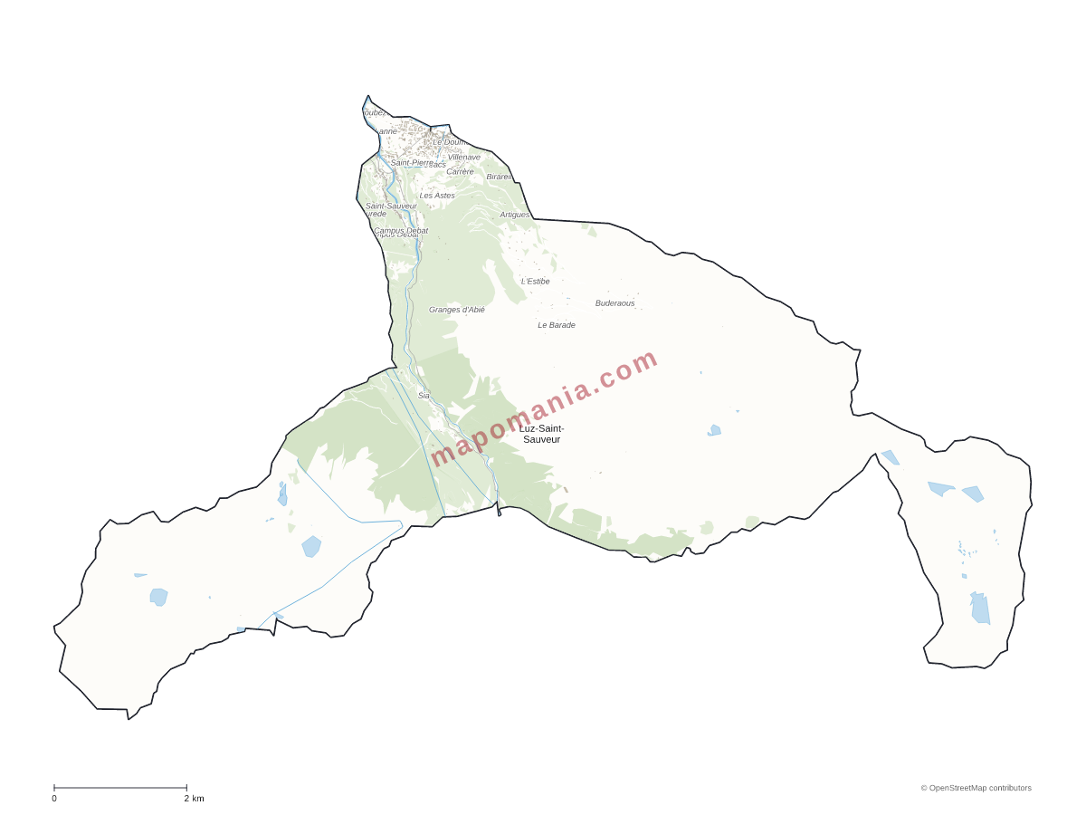 Carte de Luz-Saint-Sauveur à personnaliser