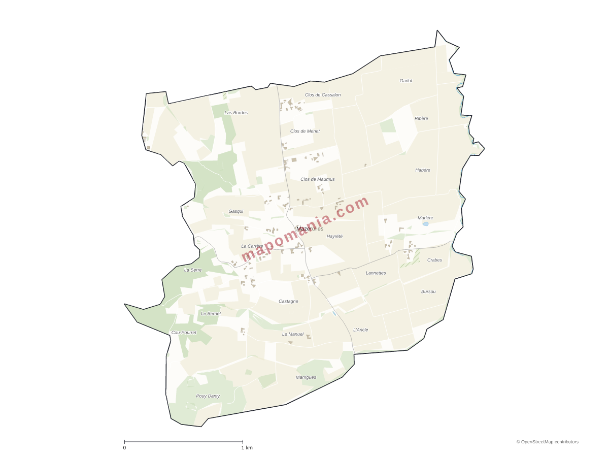 Carte de Mazerolles à personnaliser