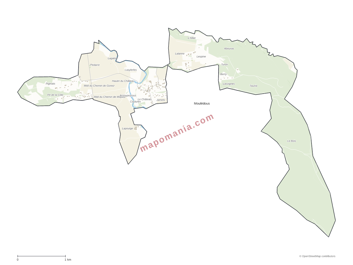 Carte de Moulédous à personnaliser