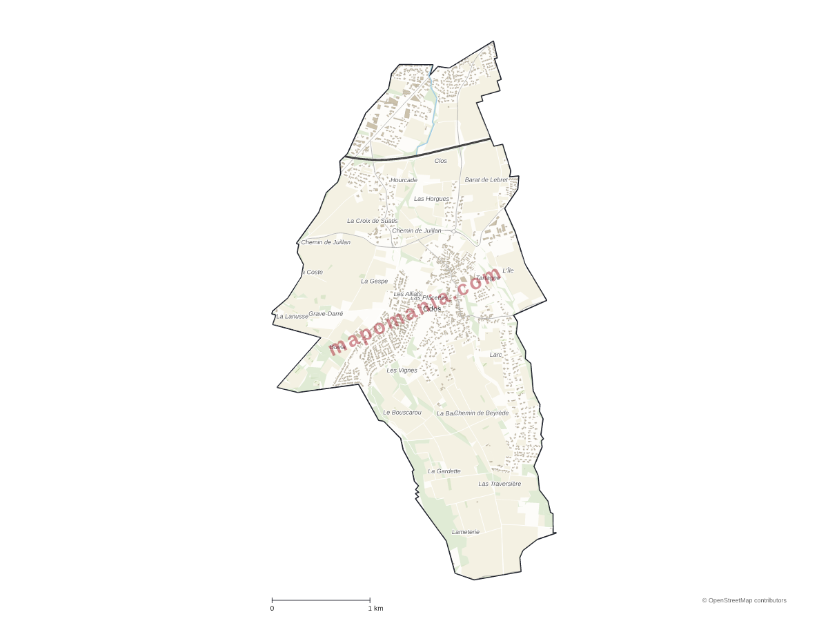 Carte de Odos à personnaliser