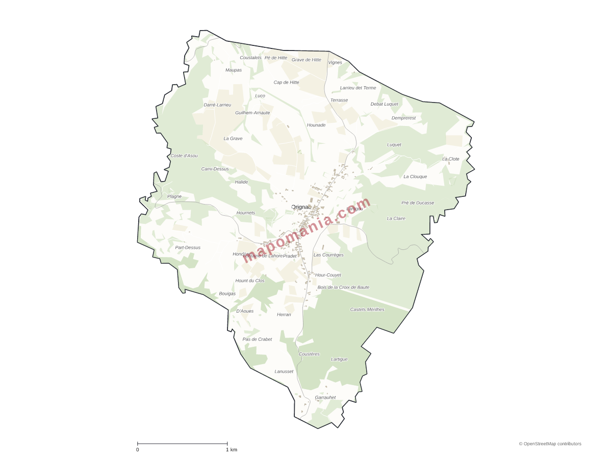 Carte de Orignac à personnaliser