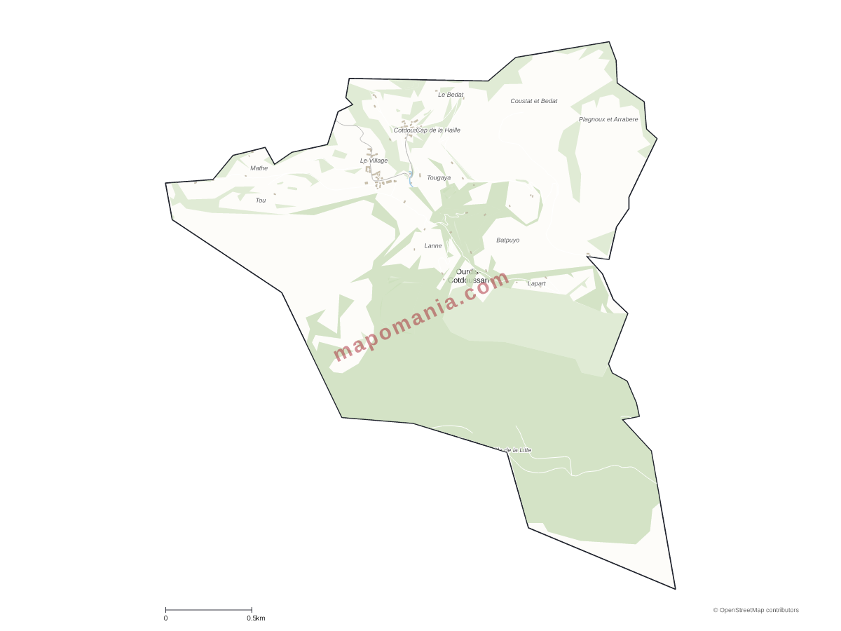 Carte de Ourdis-Cotdoussan à personnaliser