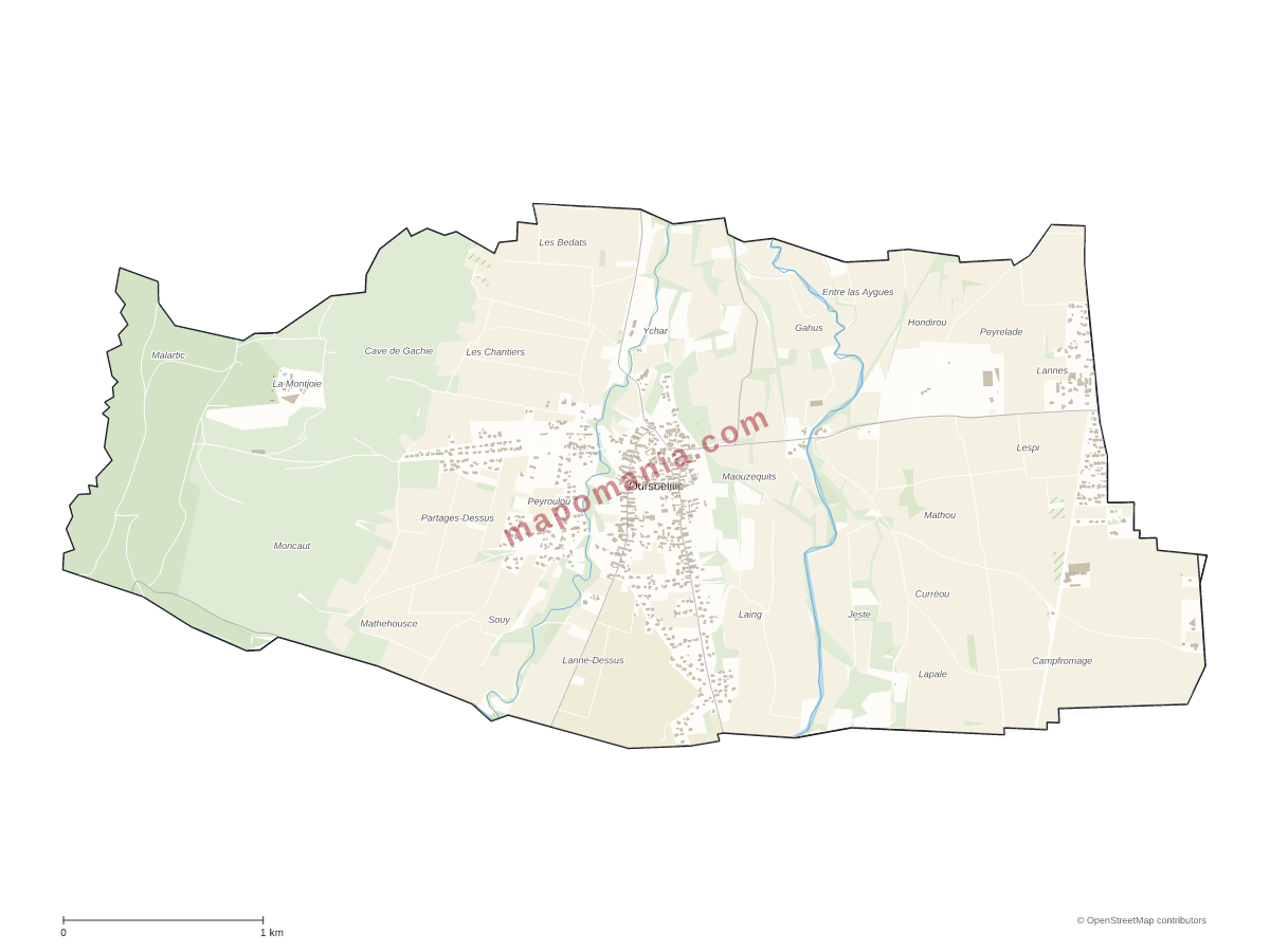 Carte de Oursbelille à personnaliser