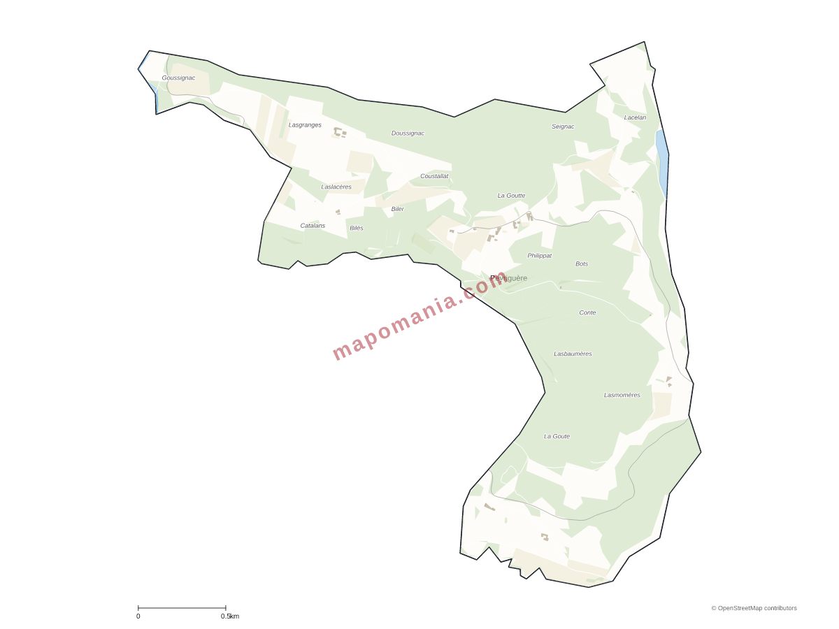 Carte de Peyriguère à personnaliser