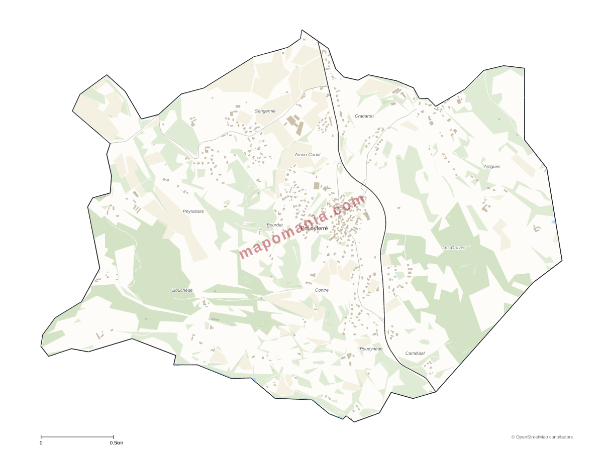 Carte de Poueyferré à personnaliser
