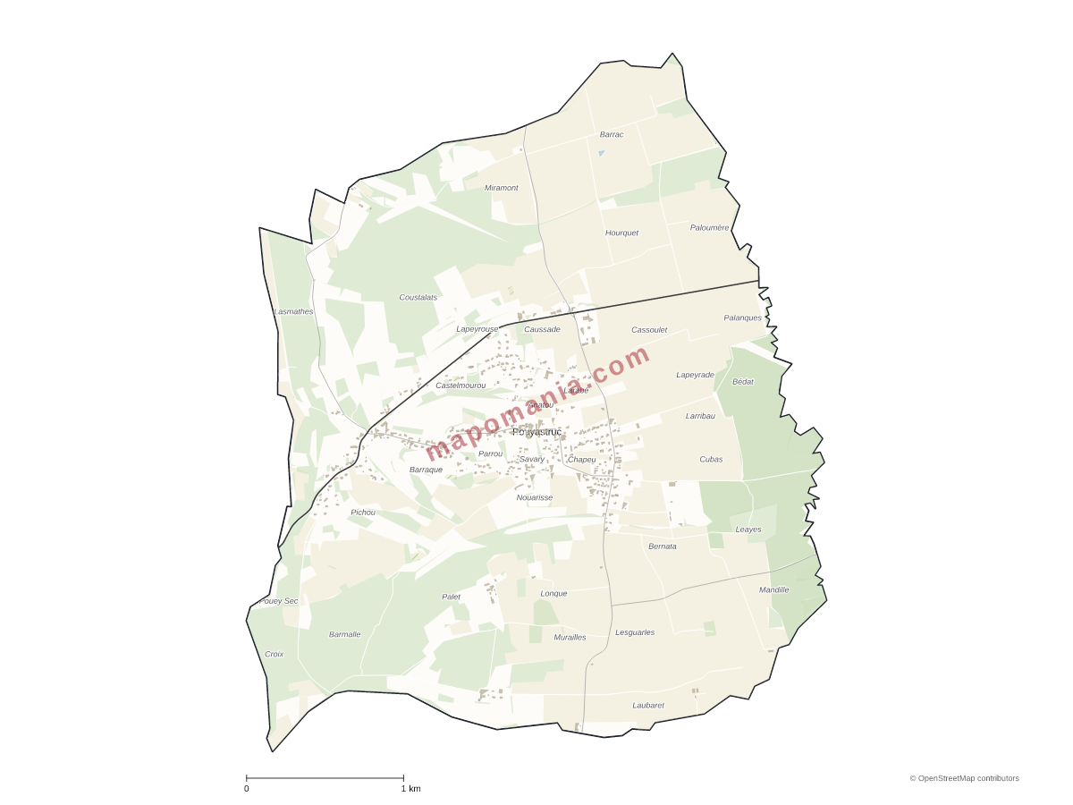 Carte de Pouyastruc à personnaliser