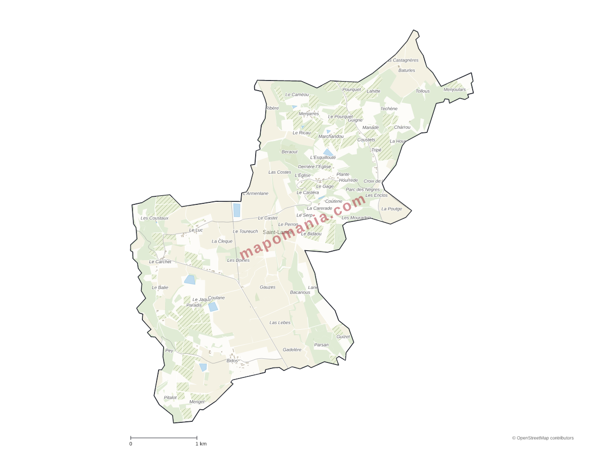 Carte de Saint-Lanne à personnaliser