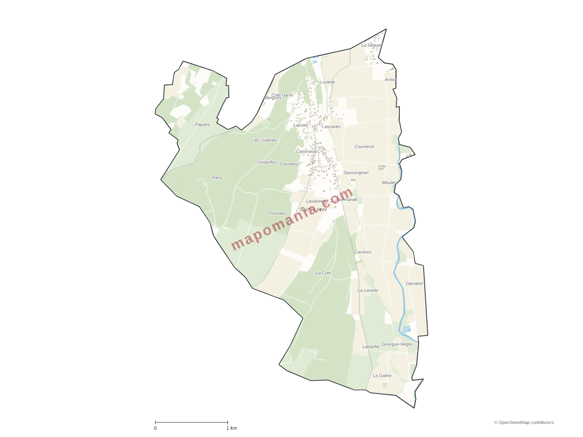 Carte de Saint-Lézer à personnaliser