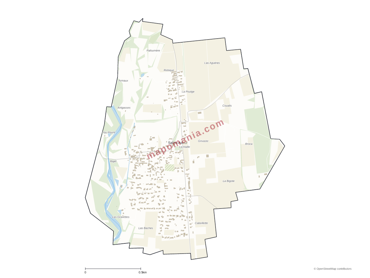 Carte de Salles-Adour à personnaliser