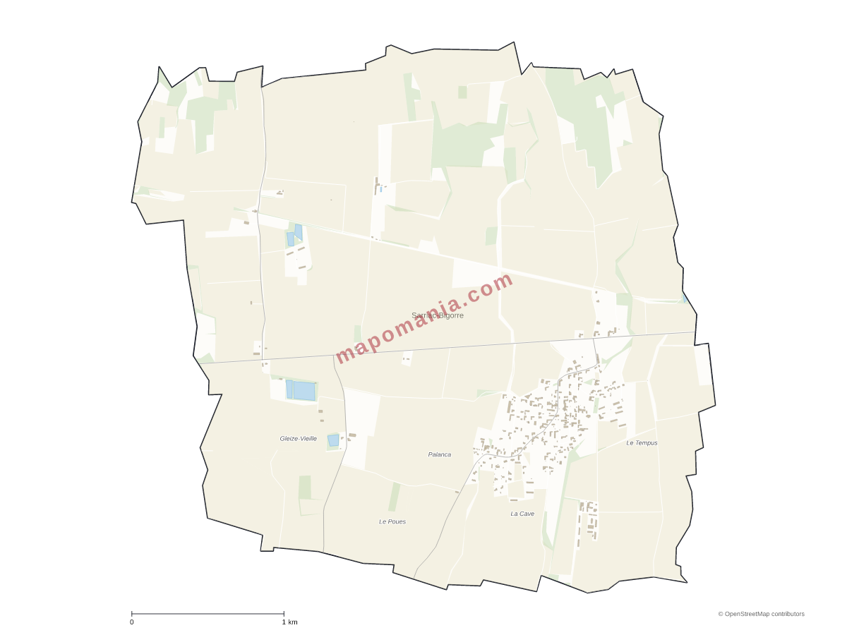 Carte de Sarriac-Bigorre à personnaliser