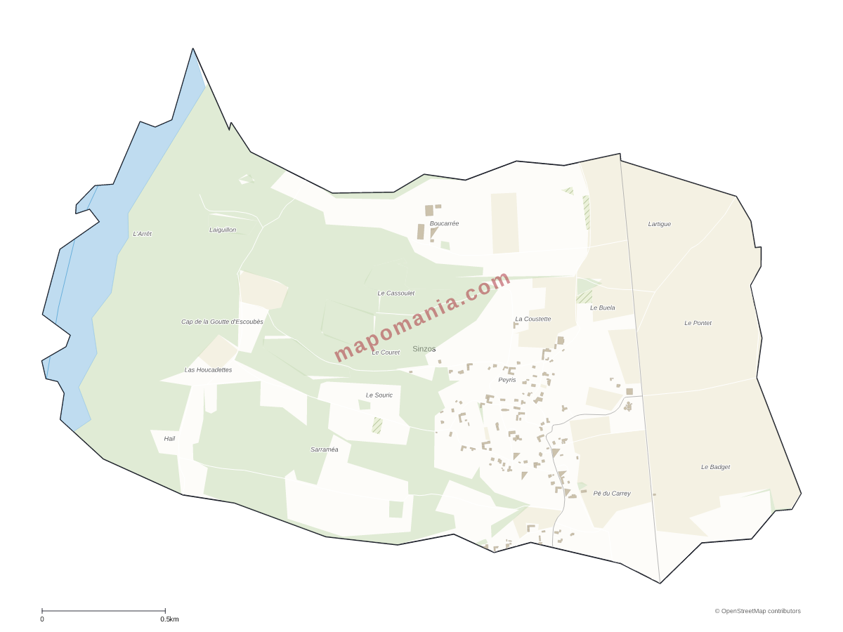 Carte de Sinzos à personnaliser