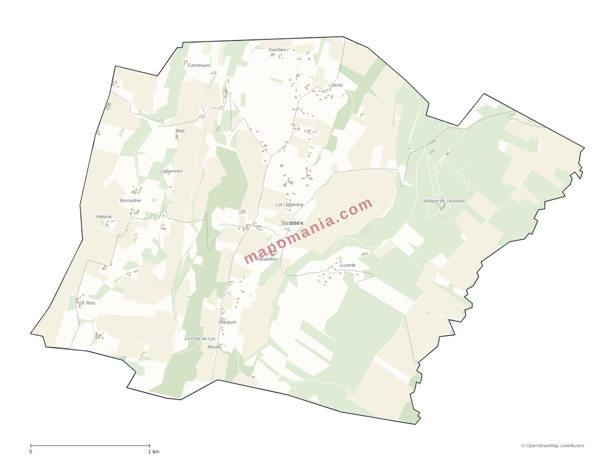 Carte de Tarasteix à personnaliser