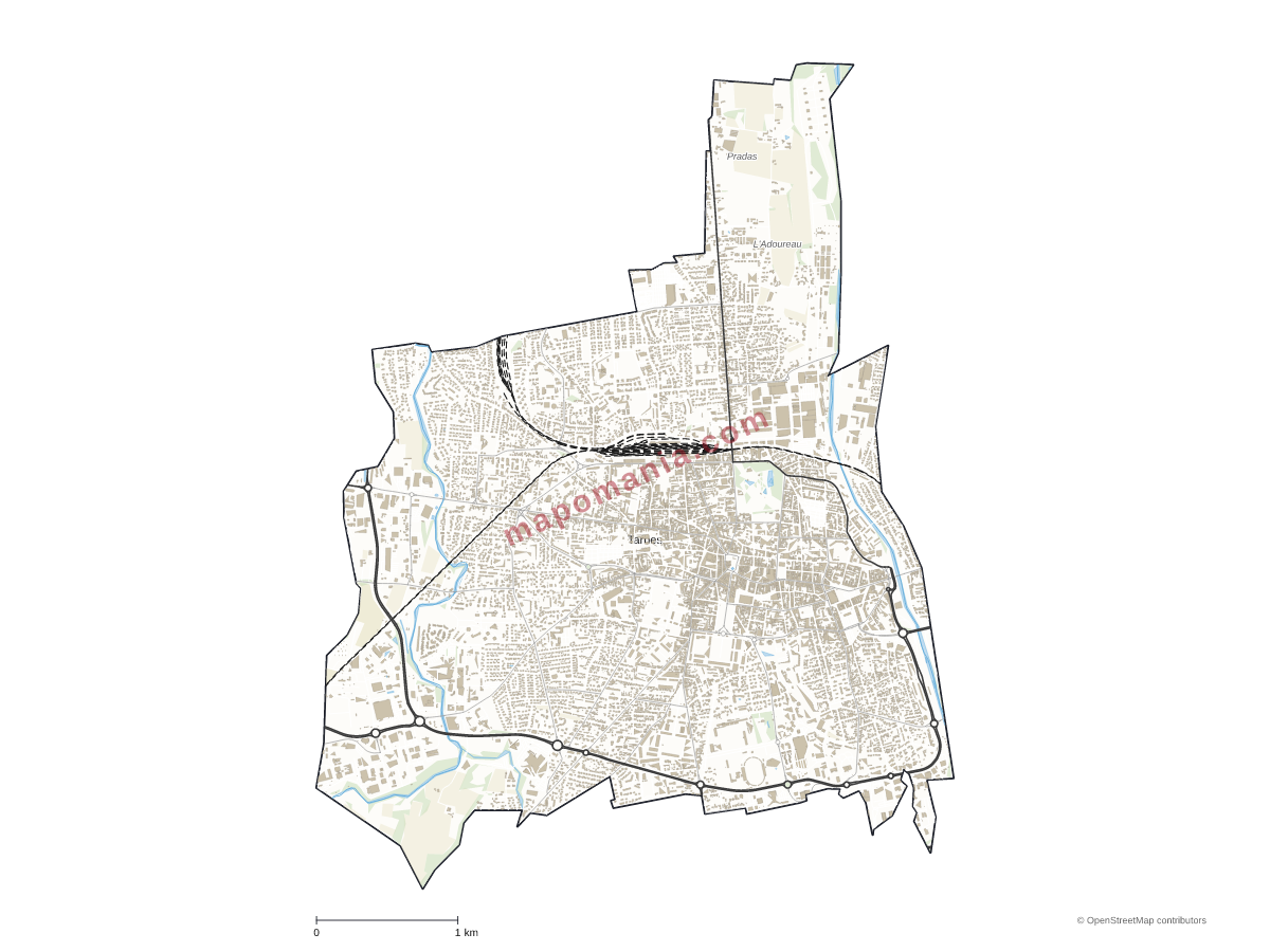 Carte de Tarbes à personnaliser