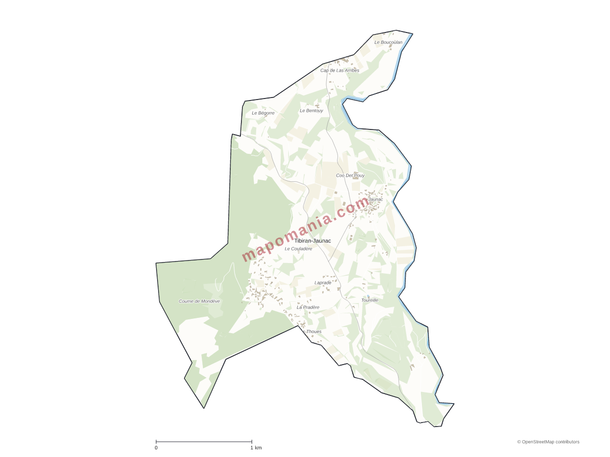 Carte de Tibiran-Jaunac à personnaliser