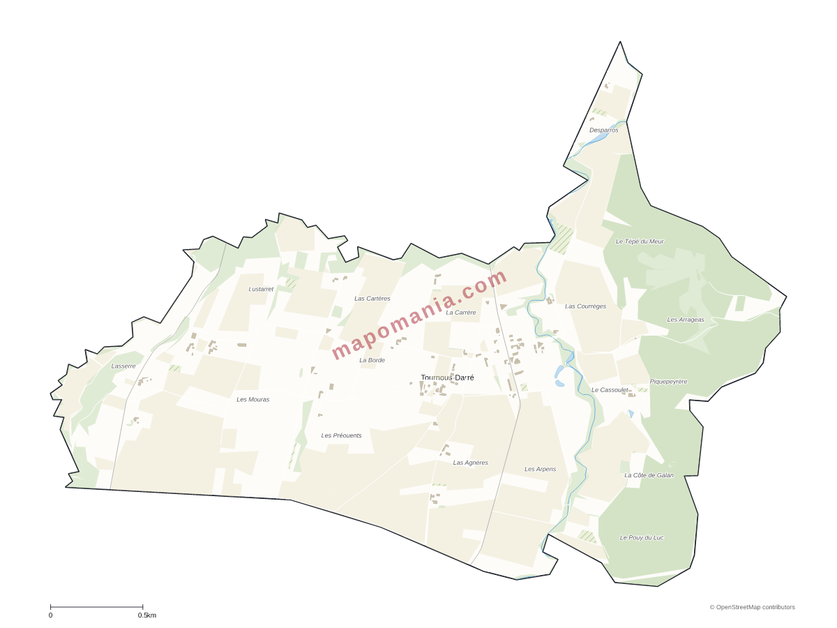 Carte de Tournous-Darré à personnaliser