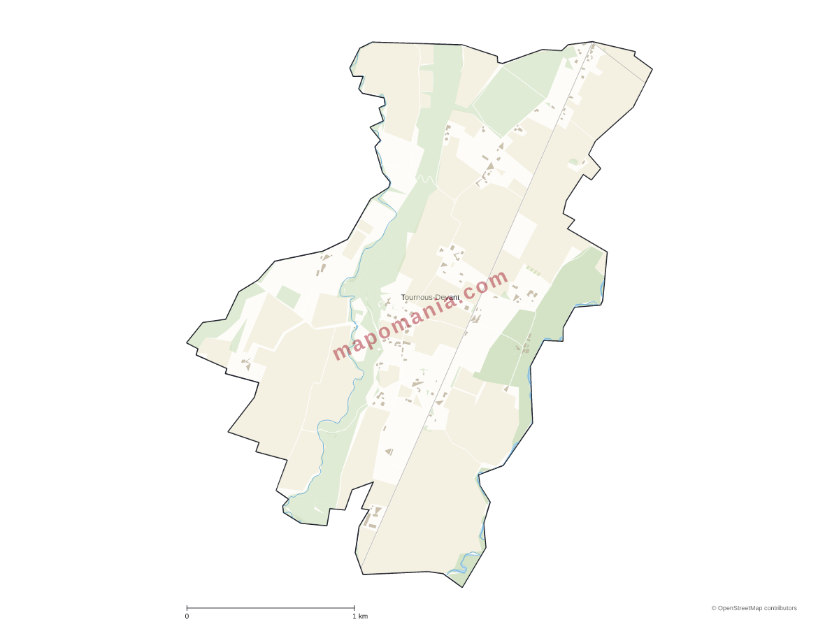 Carte de Tournous-Devant à personnaliser