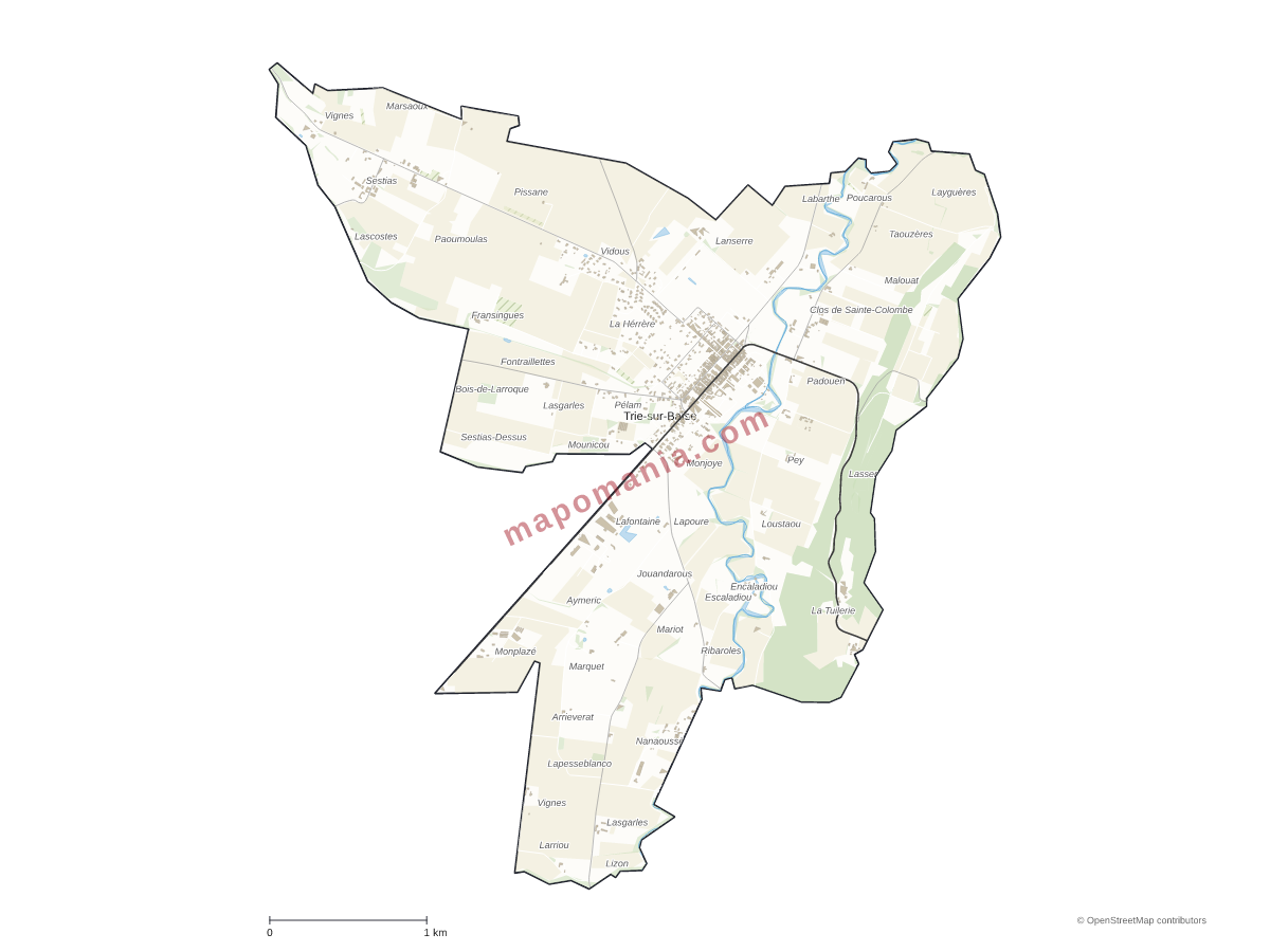 Carte de Trie-sur-Baïse à personnaliser