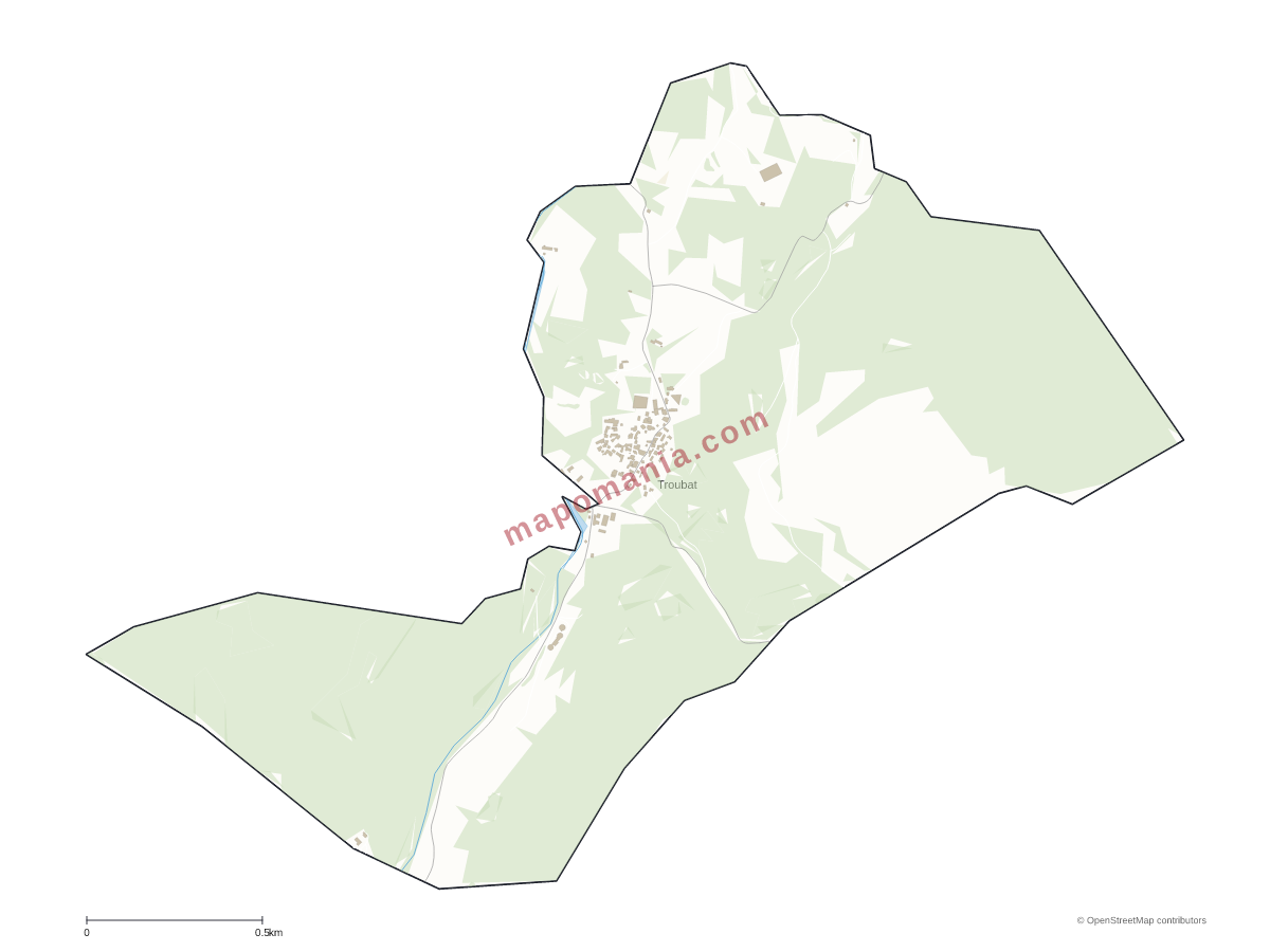 Carte de Troubat à personnaliser