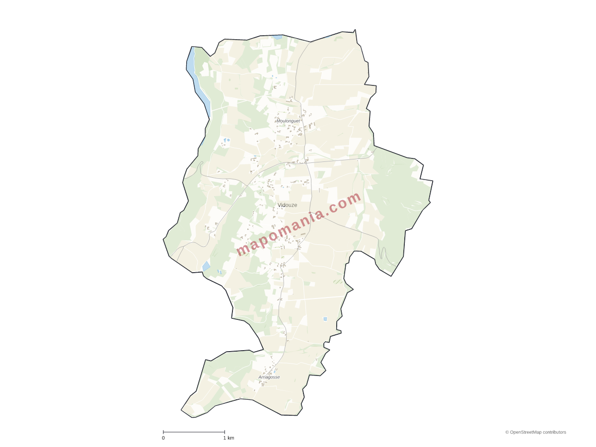 Carte de Vidouze à personnaliser