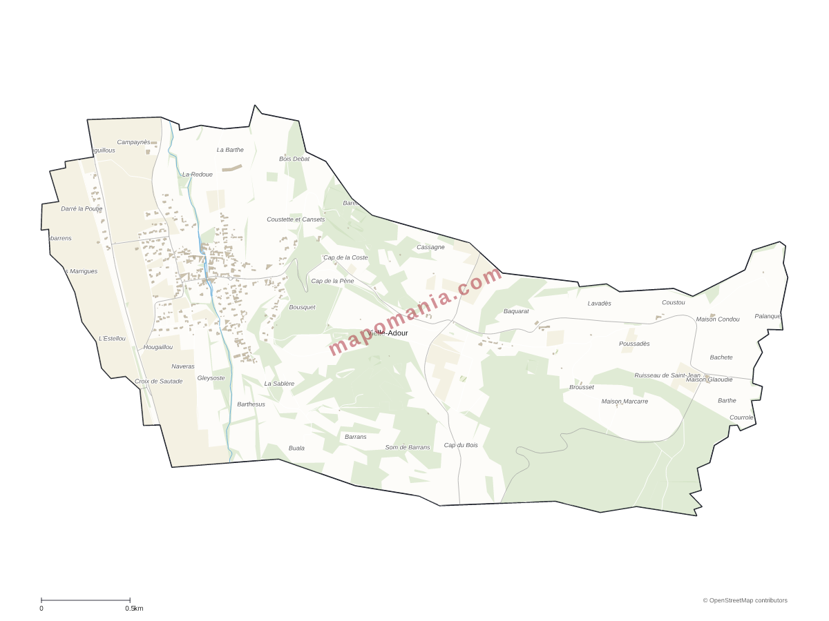 Carte de Vielle-Adour à personnaliser