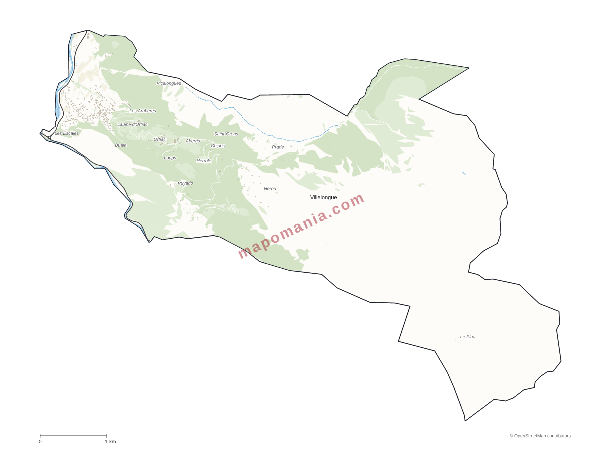 Carte de Villelongue à personnaliser