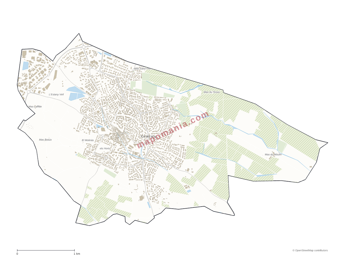 Carte de Cabestany à personnaliser